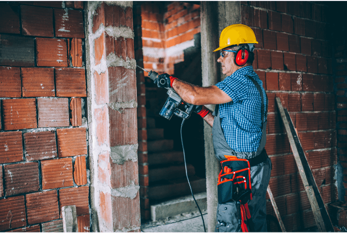 Man working on Worcester basement renovations