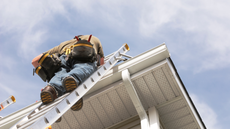 outdoor repairs man on ladder